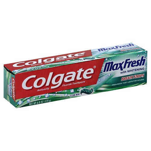 Image for Colgate Toothpaste, Fluoride, Clean Mint, Whitening Breath Strips,6oz from ADZEMA PHARMACY