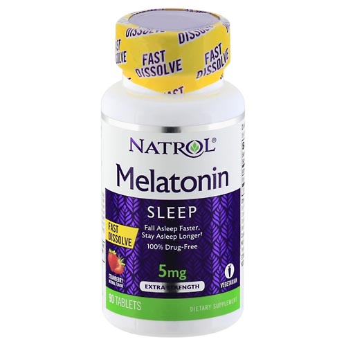 Image for Natrol Melatonin, Sleep, Extra Strength, 5 mg, Tablets, Strawberry,90ea from ADZEMA PHARMACY