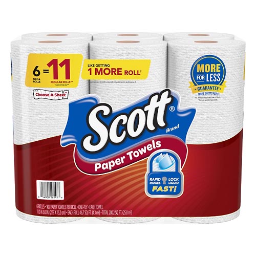 Image for Scott Paper Towels, Mega Rolls, Choose-A-Sheet, One-Ply,6ea from ADZEMA PHARMACY