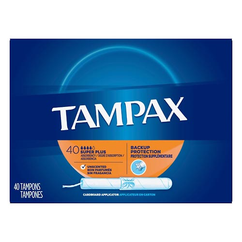 Image for Tampax Tampons, Cardboard Applicator, Super Plus Absorbency, Unscented,40ea from ADZEMA PHARMACY