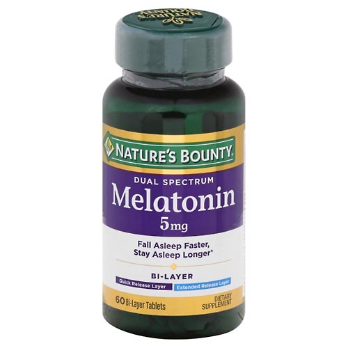 Image for Natures Bounty Melatonin, Dual Spectrum, 5 mg, Bi-Layer Tablets,60ea from ADZEMA PHARMACY
