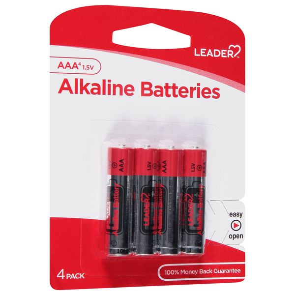 Image for Leader Batteries, Alkaline, AAA, 1.5V, 4 Pack, 4ea from ADZEMA PHARMACY