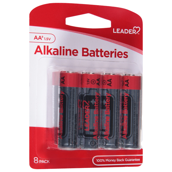 Image for Leader Batteries, Alkaline, AA, 1.5 Volt, 8 Pack, 8ea from ADZEMA PHARMACY