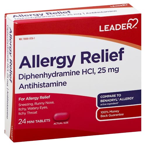 Image for Leader Allergy Relief, 25 mg, Mini Tablets,24ea from ADZEMA PHARMACY