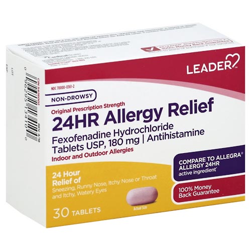 Image for Leader Allergy Relief, 24 Hr, Non-Drowsy, Original Prescription Strength, Tablets,30ea from ADZEMA PHARMACY