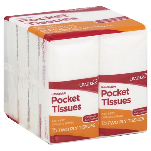 Image for Leader Pocket Tissues, Resealable, Two Ply,8ea from ADZEMA PHARMACY