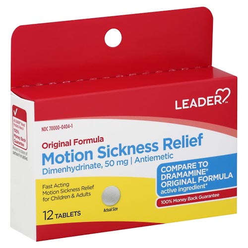Image for Leader Motion Sickness Relief, Original Formula, 50 mg, Tablets,12ea from ADZEMA PHARMACY