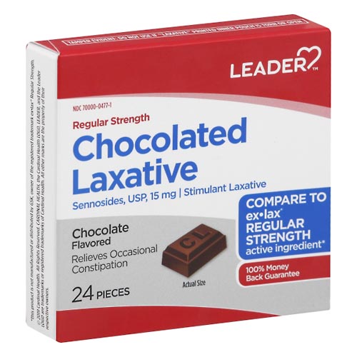 Image for Leader Chocolated Laxative, Regular Strength, 15 mg, Chocolate Flavored,24ea from ADZEMA PHARMACY