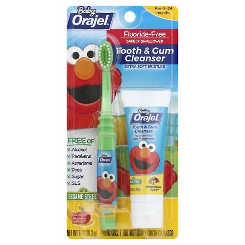 Image for Orajel Tooth & Gum Cleanser, Extra Soft Bristles, Bright Banana Apple,1 Set from ADZEMA PHARMACY