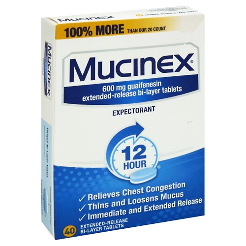 Image for Mucinex Expectorant, 600 mg, 12 Hour, Extended-Release Bi-Layer Tablets,40ea from ADZEMA PHARMACY