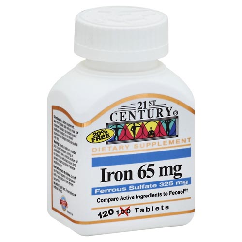 Image for 21st Century Iron, 65 mg, Tablets,120ea from ADZEMA PHARMACY