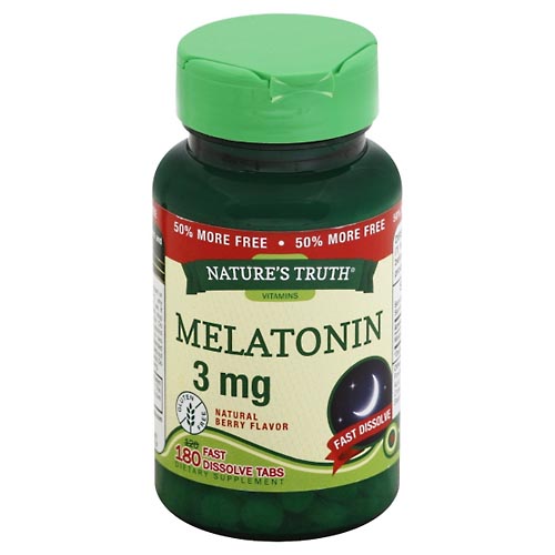 Image for Natures Truth Melatonin, Natural Berry Flavor, 3 mg, Fast Dissolve Tabs,180ea from ADZEMA PHARMACY