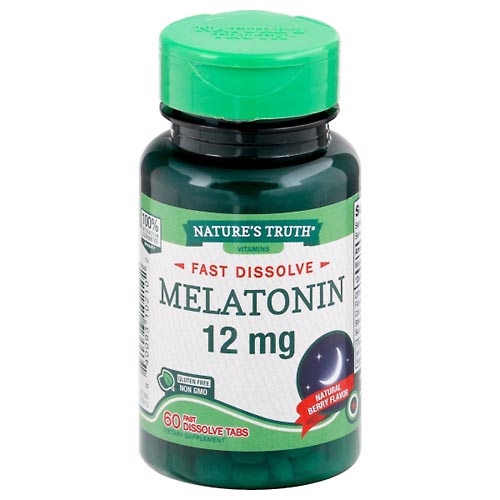 Image for Natures Truth Melatonin, 12 mg, Fast Dissolve Tabs, Natural Berry Flavor,60ea from ADZEMA PHARMACY