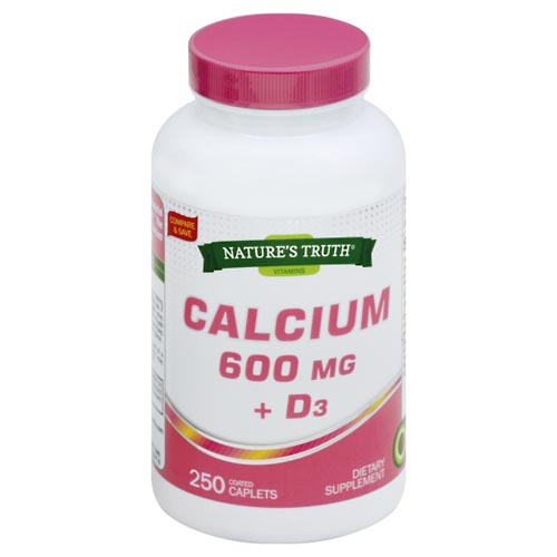 Image for Natures Truth Calcium, + D3, 600 mg, Coated Caplets,250ea from ADZEMA PHARMACY