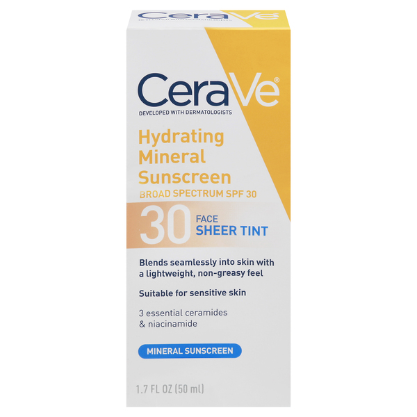 Image for CeraVe Sunscreen, Hydrating Mineral, Face, Broad Spectrum SPF 30,1.7fl oz from ADZEMA PHARMACY