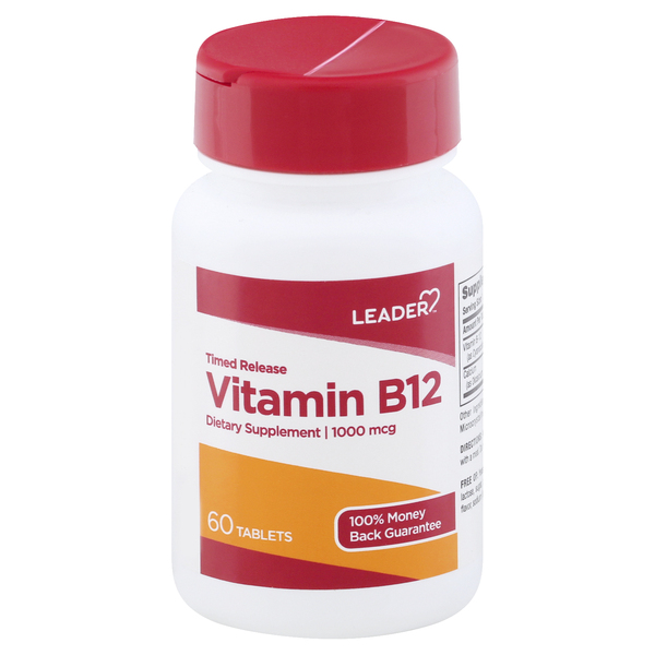 Image for Leader Vitamin B12, Timed Release, 1000 mcg, Tablets, 60ea from ADZEMA PHARMACY